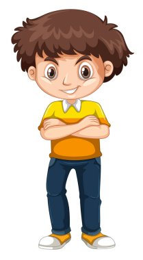 Beyaz arka planda izole sevimli mutlu gülümseyen çocuk