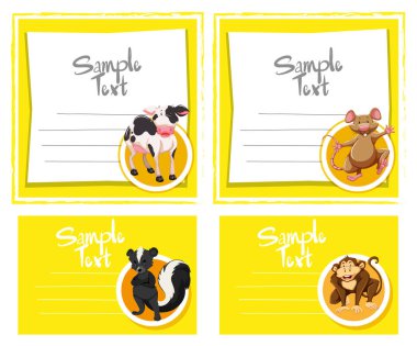 Şirin hayvanlara kart şablonu