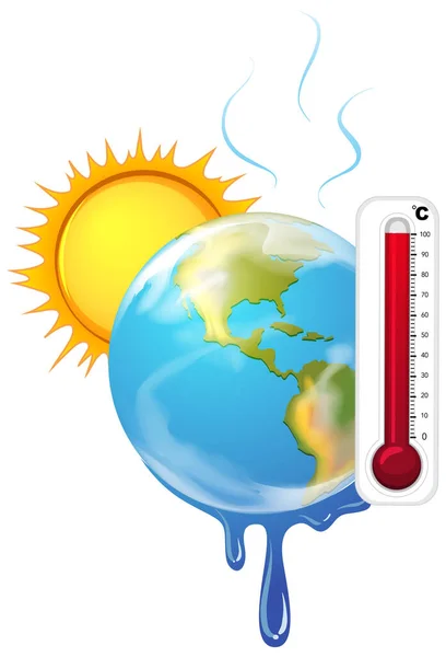 Calentamiento global con sol caliente — Vector de stock