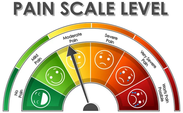 Diagrama que muestra el nivel de escala de dolor con diferentes colores — Vector de stock