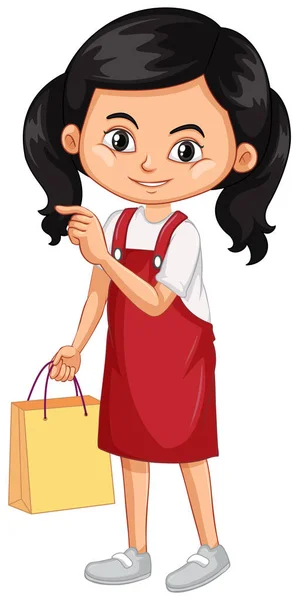 Uma menina feliz com saco de compras — Vetor de Stock