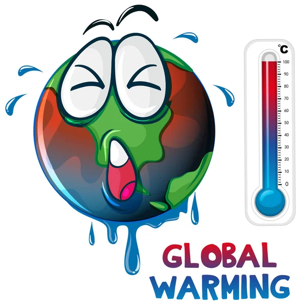 Aquecimento global com terra superaquecida —  Vetores de Stock