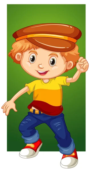Happy boy wearing brown hat — Stock Vector