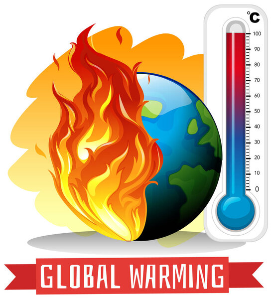 Глобальное потепление с горящей землей
