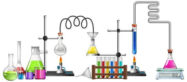 Science equipments on white background — Stock Vector