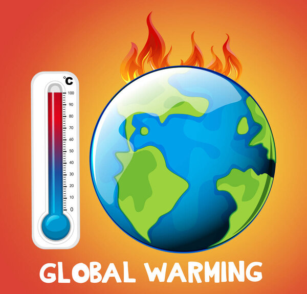 Глобальное потепление с горящей землей
