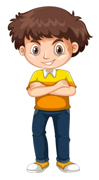 Lindo niño sonriente feliz aislado sobre fondo blanco — Vector de stock