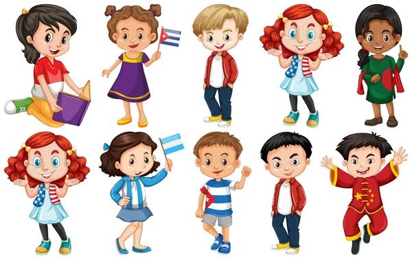 Set of children from different countries — Stock Vector