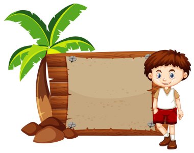 Mutlu çocuk, tahtaya imza at.