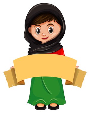 Mutlu kız ve kahverengi bayrak