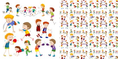 Yalıtılmış nesneler temasıyla kesintisiz arka plan tasarımı seti - 