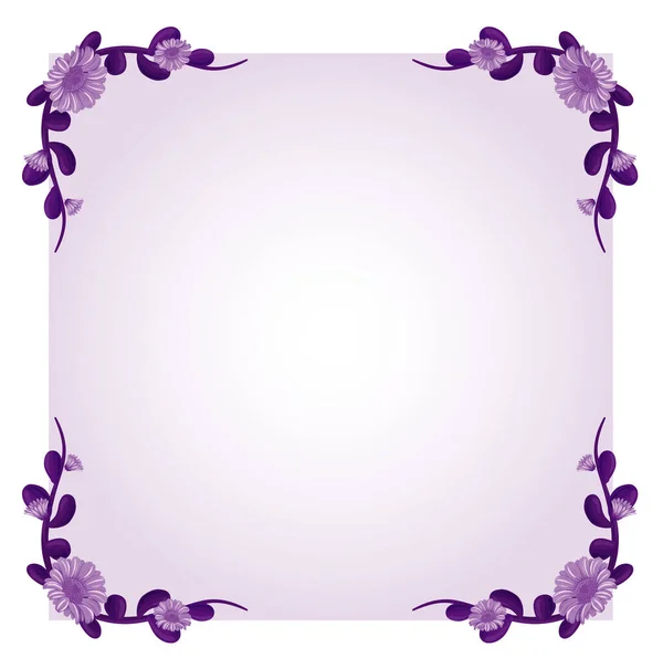 Frame template with purple flowers — Stock Vector