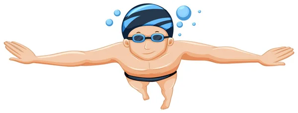 Hombre adulto nadador aislado — Vector de stock