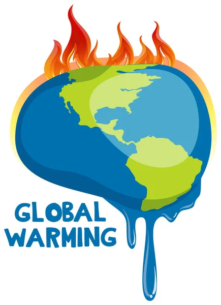 Cartel de calentamiento global con tierra derretida — Vector de stock