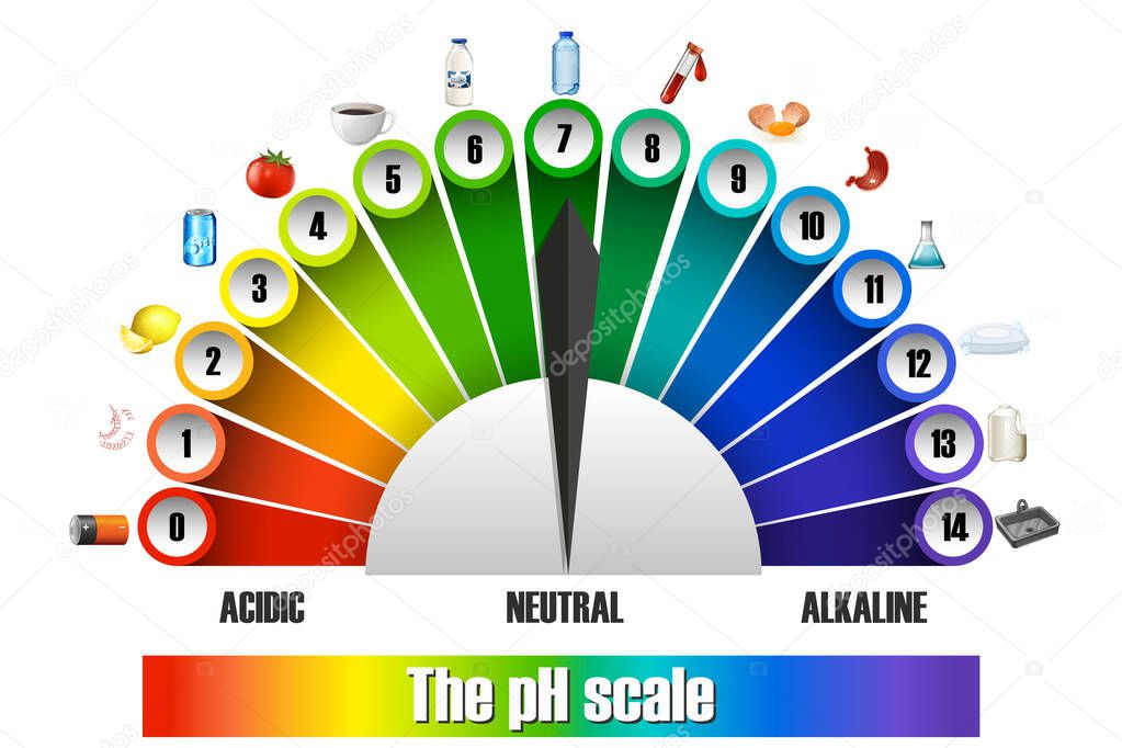 The pH scale on white background