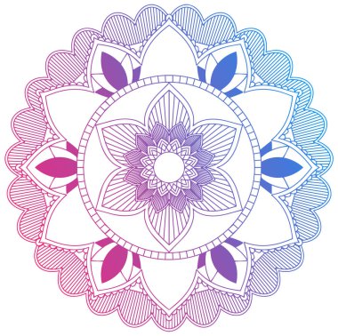 Mandala desen tasarımı kırmızı ve mavi