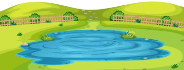 Parkın ön planındaki gölet doğada