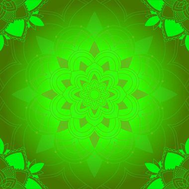 Yeşil arkaplanda mandala desenleri