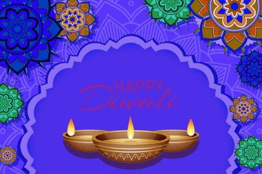 Mutlu diwali festivali için mandala pantern ile arka plan
