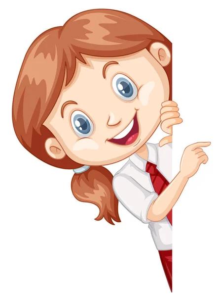 One happy girl pointing finger — Stock Vector