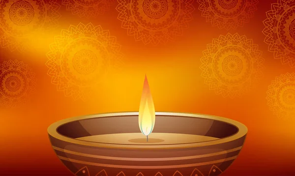 Mandala motifs fond avec lumière de bougie — Image vectorielle