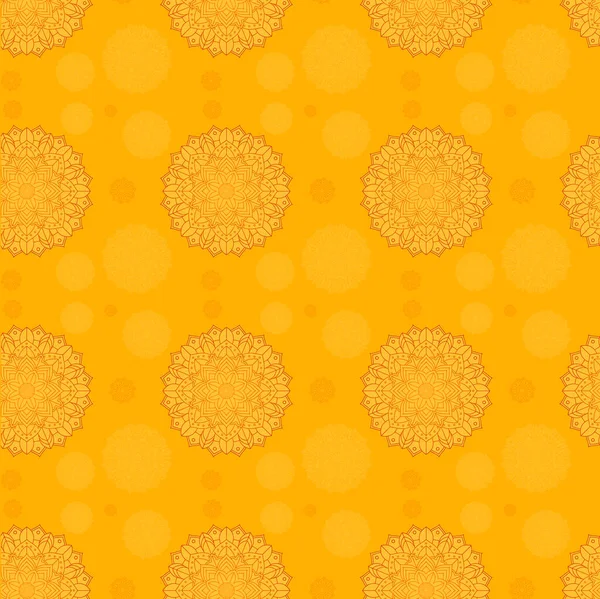 橙色背景下的曼达拉图案 — 图库矢量图片