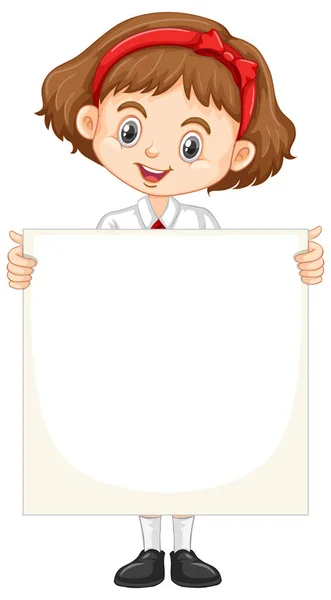 Una chica feliz con tablero en blanco — Vector de stock