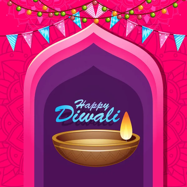 Background with mandala pantern for happy diwali festival — Stock Vector