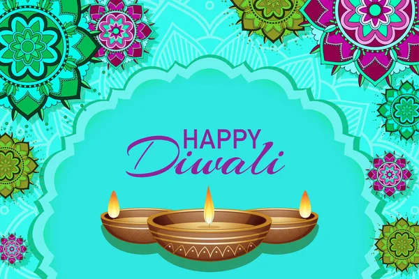 Hintergrund mit Mandala-Panter zum fröhlichen Diwali-Fest — Stockvektor