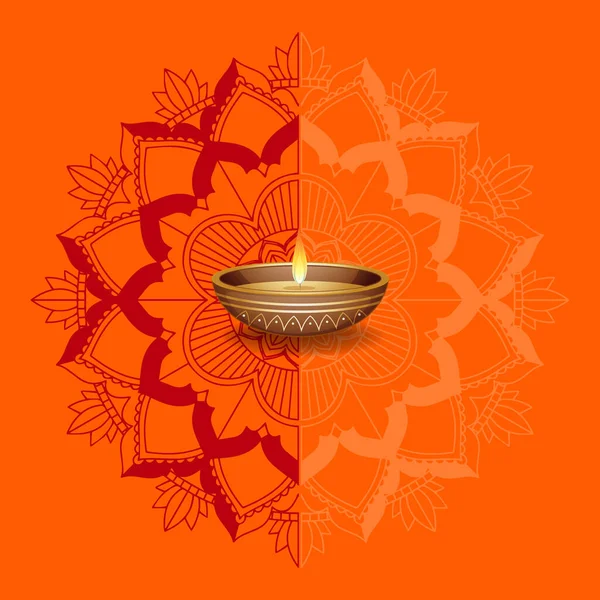 Lumière de bougie sur fond mandalas orange — Image vectorielle