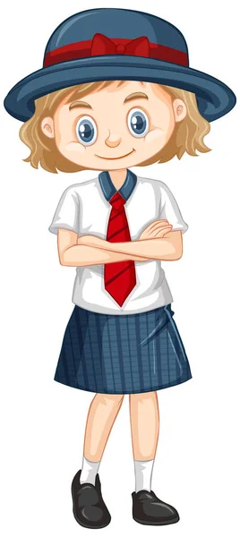 一个穿着校服的快乐女孩 — 图库矢量图片