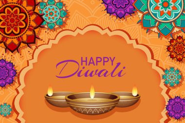 Mutlu diwali festivali için mandala pantern ile arka plan