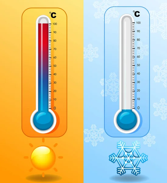 Deux thermomètres par temps chaud et froid — Image vectorielle