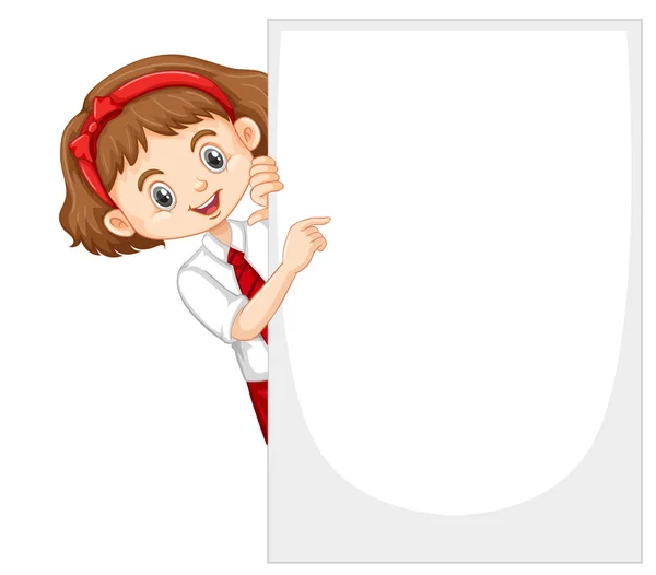 Una chica feliz con tablero en blanco — Vector de stock