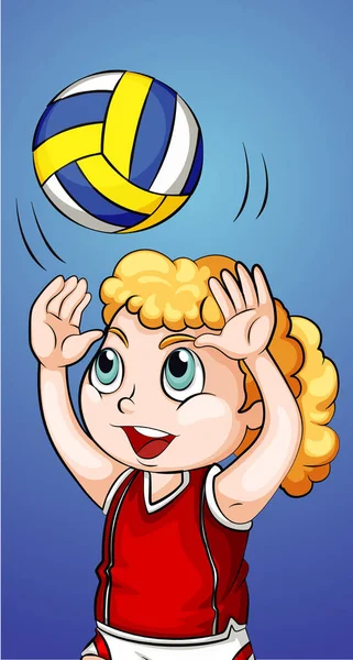 Fille heureuse jouant au volley — Image vectorielle