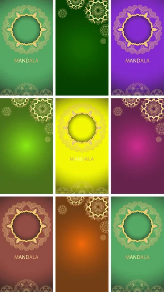 Achtergrond template met mandala ontwerpen — Stockvector