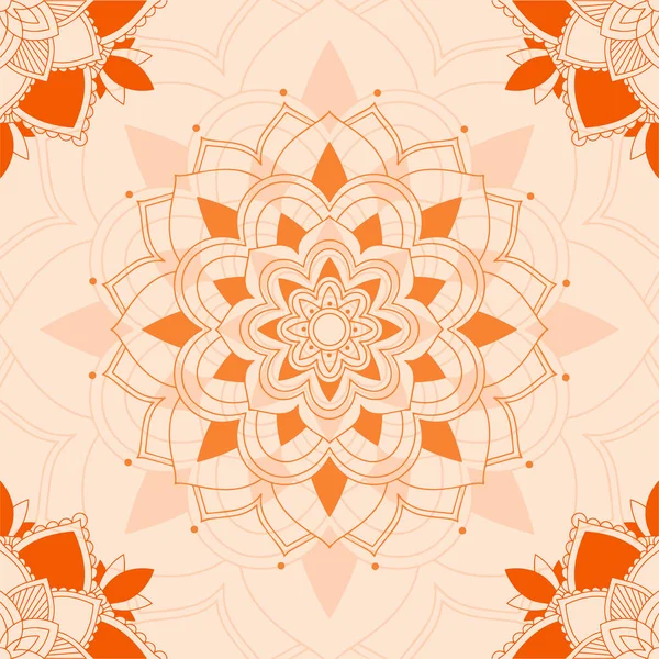 Modèles de mandala sur fond orange — Image vectorielle