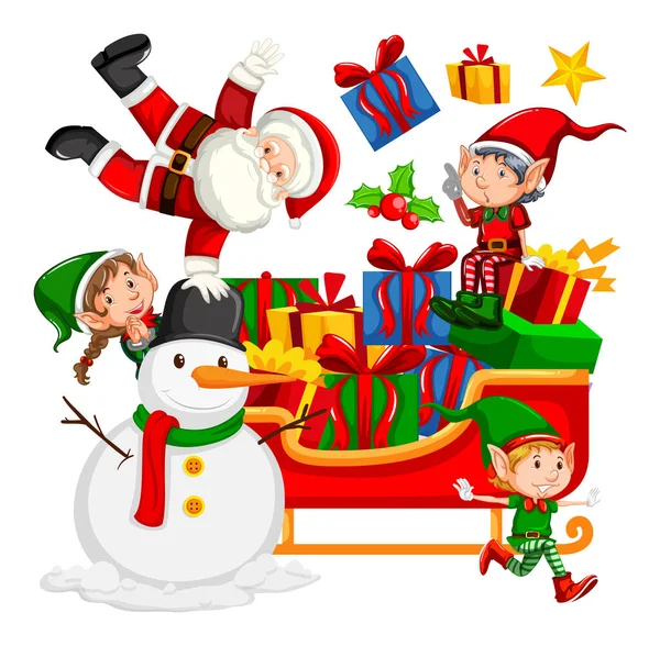 Babbo Natale e regali di Natale sulla slitta — Vettoriale Stock