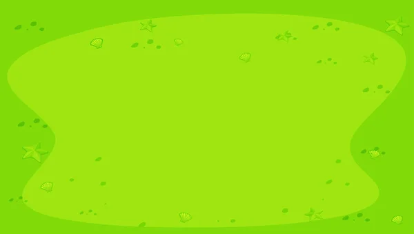 조개껍데기와 불가사리가 있는 녹색 배경 — 스톡 벡터