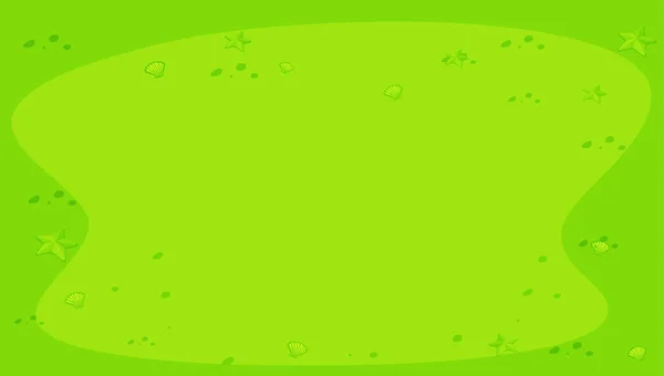 Fondo verde con conchas y estrellas de mar — Vector de stock