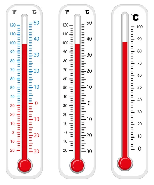 Termometri con gradi diversi — Vettoriale Stock