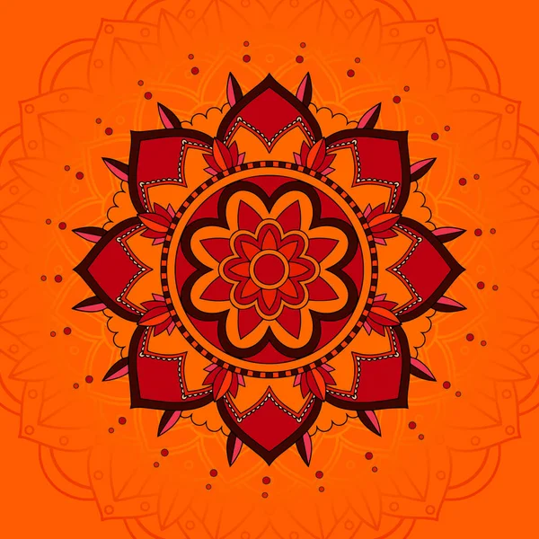 Modèles de mandala sur fond orange — Image vectorielle