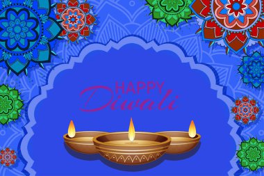 Mutlu diwali festivali için mandala pantern ile arka plan