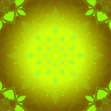 Yeşil arkaplanda mandala desenleri