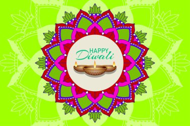 Mutlu diwali festivali için mandala pantern ile arka plan