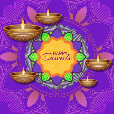 Mutlu diwali festivali için mandala pantern ile arka plan