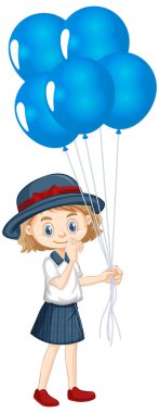 Mavi balonlu mutlu bir kız