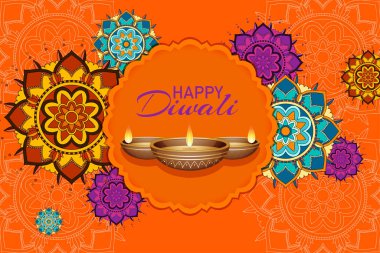 Mutlu diwali festivali için mandala pantern ile arka plan