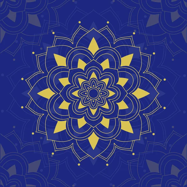 Mandala-Muster auf blauem Hintergrund — Stockvektor