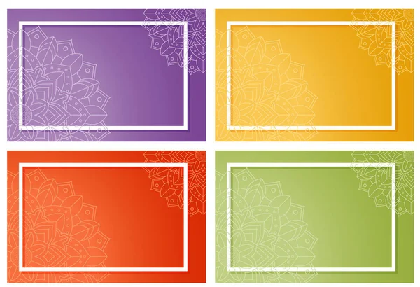 Four background templates with mandala design — ストックベクタ